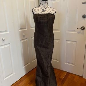 CHETTA B CHOCOLATE RIDGED FORMAL GOWN